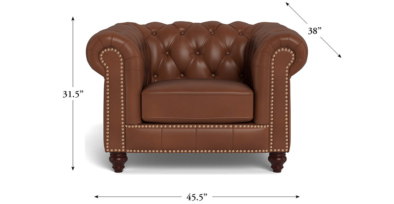 Alton Bay Leather Chair, Pecan Brown